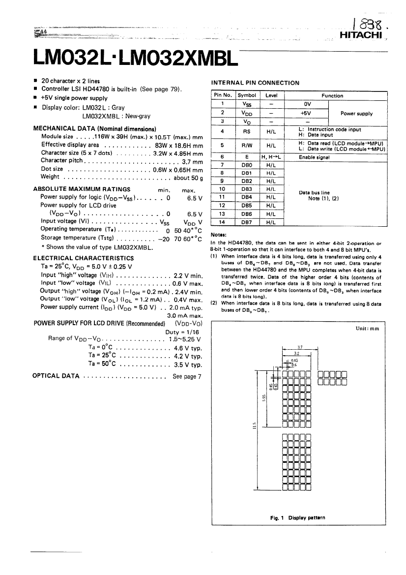 LM032L,LM032L pdf中文资料,LM032L引脚图,LM032L电路-Datasheet-电子工程世界