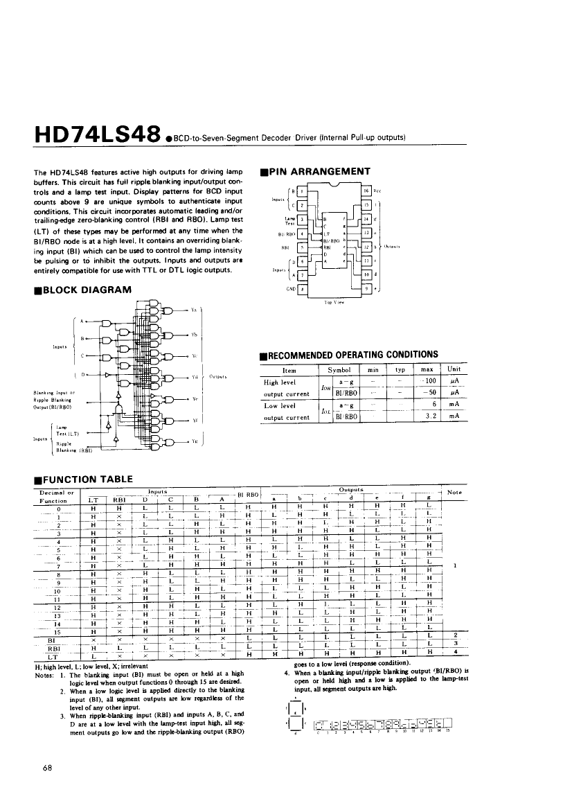 74LS48,74LS48 pdf中文资料,74LS48引脚图,74LS48电路-Datasheet-电子工程世界