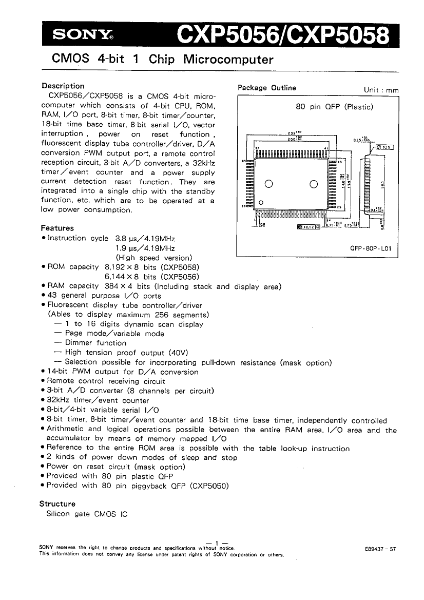 CXP5056,CXP5056 pdf中文资料,CXP5056引脚图,CXP5056电路-Datasheet-电子工程世界