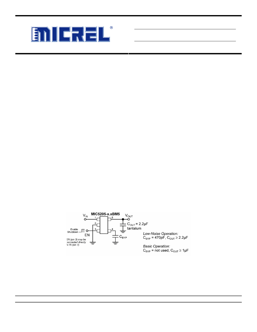 MIC5205YM5 TR,MIC5205YM5 TR pdf中文资料,MIC5205YM5 TR引脚图,MIC5205YM5 TR电路 ...