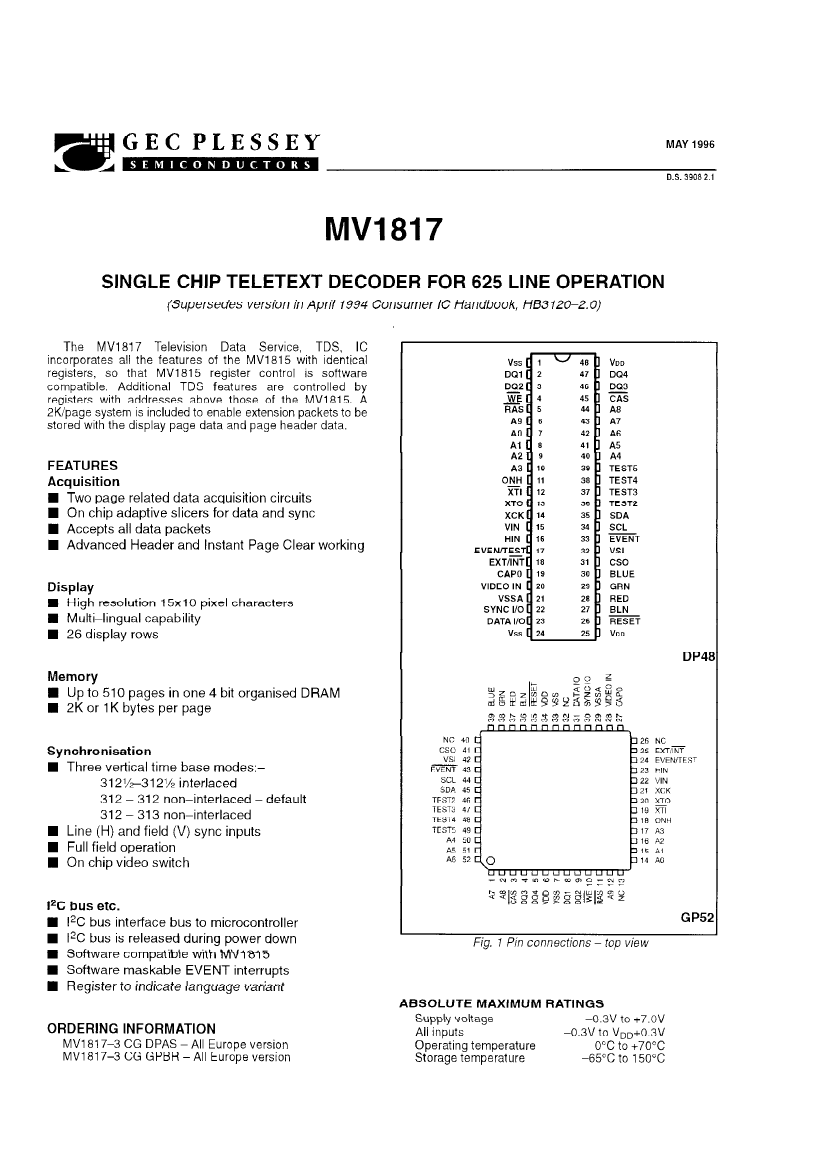 MV1817 datasheet, PDF - EEWORLD Datasheet